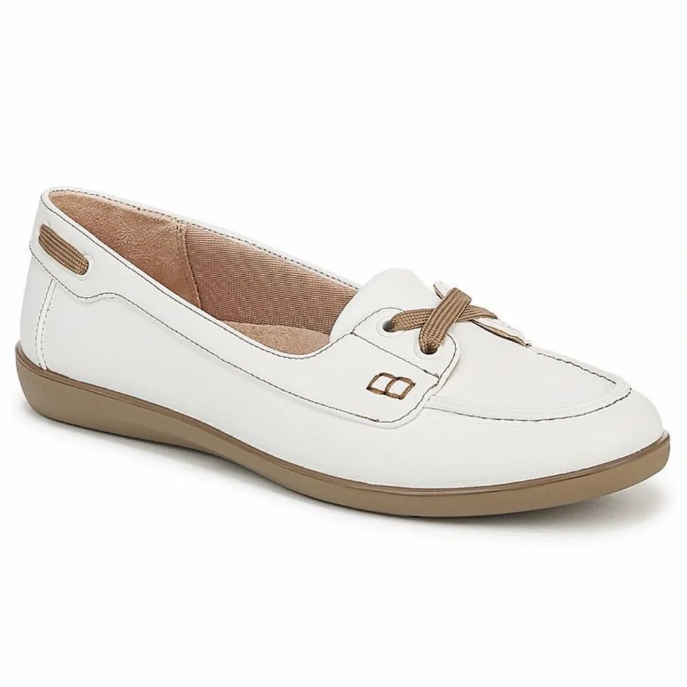 NWOT Lifestride White Nautical Women’s Boat‎ Shoes 10W Arch Support Comfort